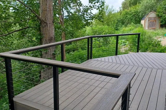 Detail of Blakeslee 1,750 sq ft multi-level deck