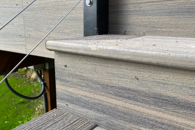 Detail of Blakeslee 1,750 sq ft multi-level deck