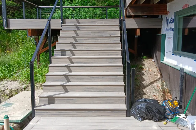 Detail of Blakeslee 1,750 sq ft multi-level deck