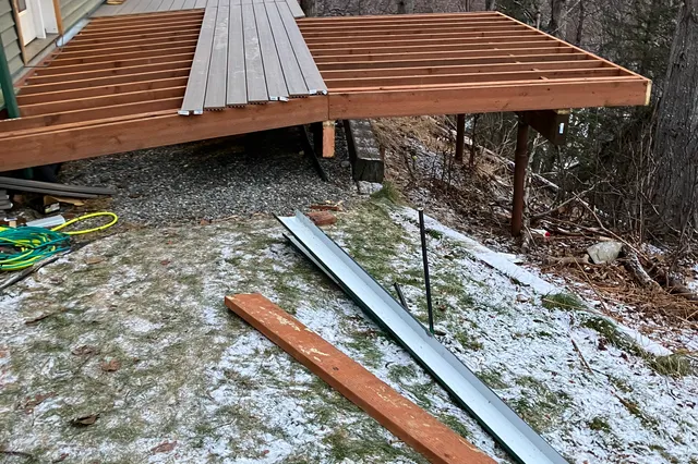 Detail of Blakeslee 1,750 sq ft multi-level deck