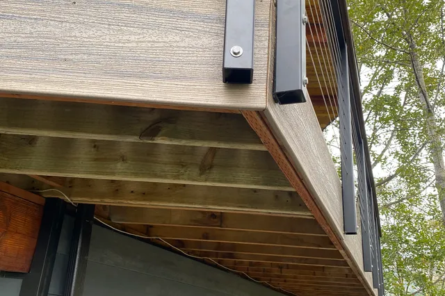 Detail of Blakeslee 1,750 sq ft multi-level deck