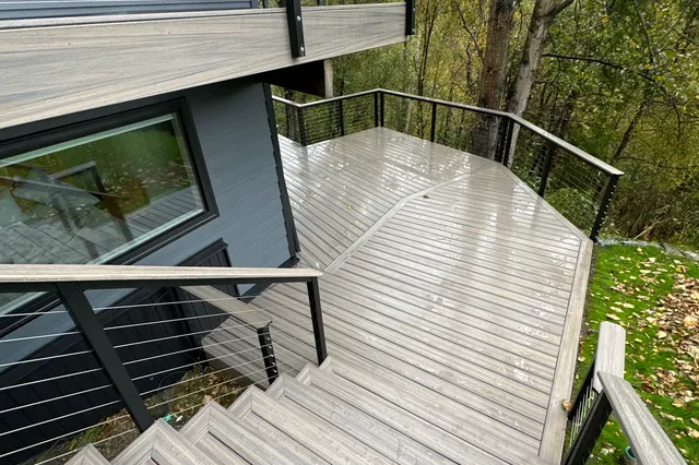Detail of Blakeslee 1,750 sq ft multi-level deck
