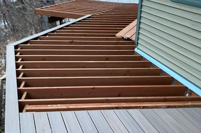 Detail of Blakeslee 1,750 sq ft multi-level deck