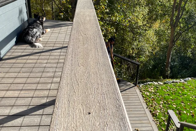 Detail of Blakeslee 1,750 sq ft multi-level deck
