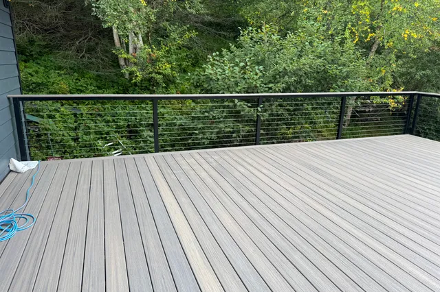 Detail of Blakeslee 1,750 sq ft multi-level deck