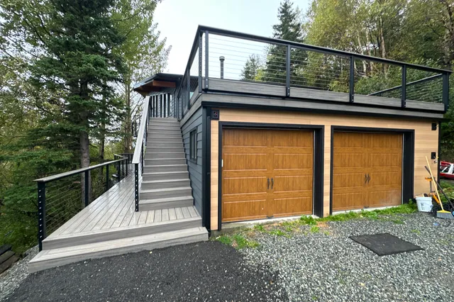 Detail of Blakeslee 1,750 sq ft multi-level deck