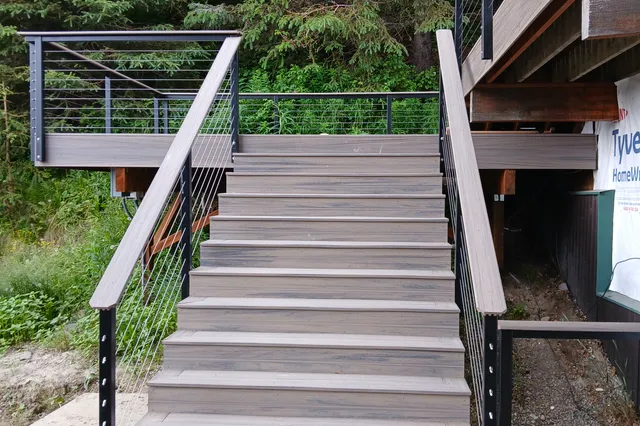 Detail of Blakeslee 1,750 sq ft multi-level deck
