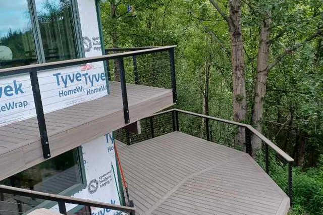 Detail of Blakeslee 1,750 sq ft multi-level deck