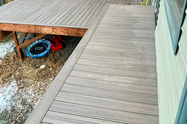 Detail of Blakeslee 1,750 sq ft multi-level deck