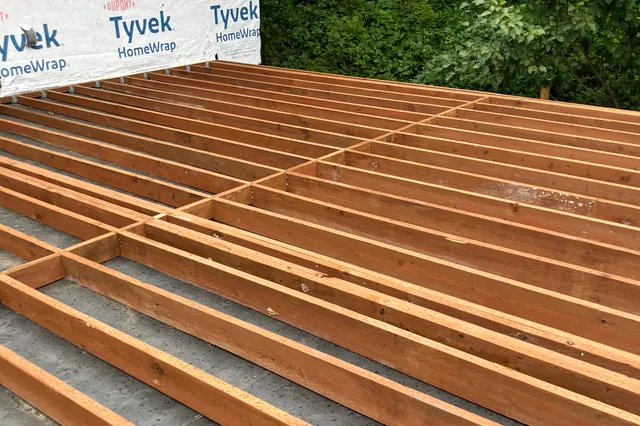 Detail of Blakeslee 1,750 sq ft multi-level deck