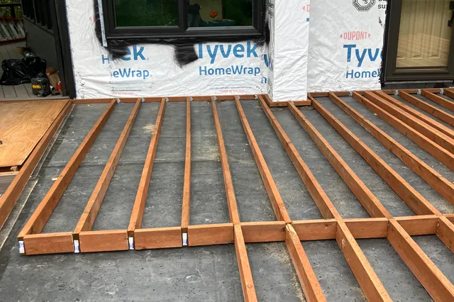Detail of Blakeslee 1,750 sq ft multi-level deck