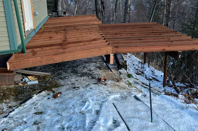 Detail of Blakeslee 1,750 sq ft multi-level deck